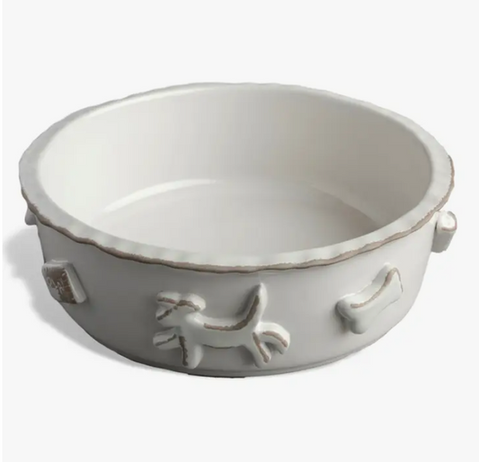 Carmel Ceramica Dog Food And Water Bowl - *French White* - 3 sizes