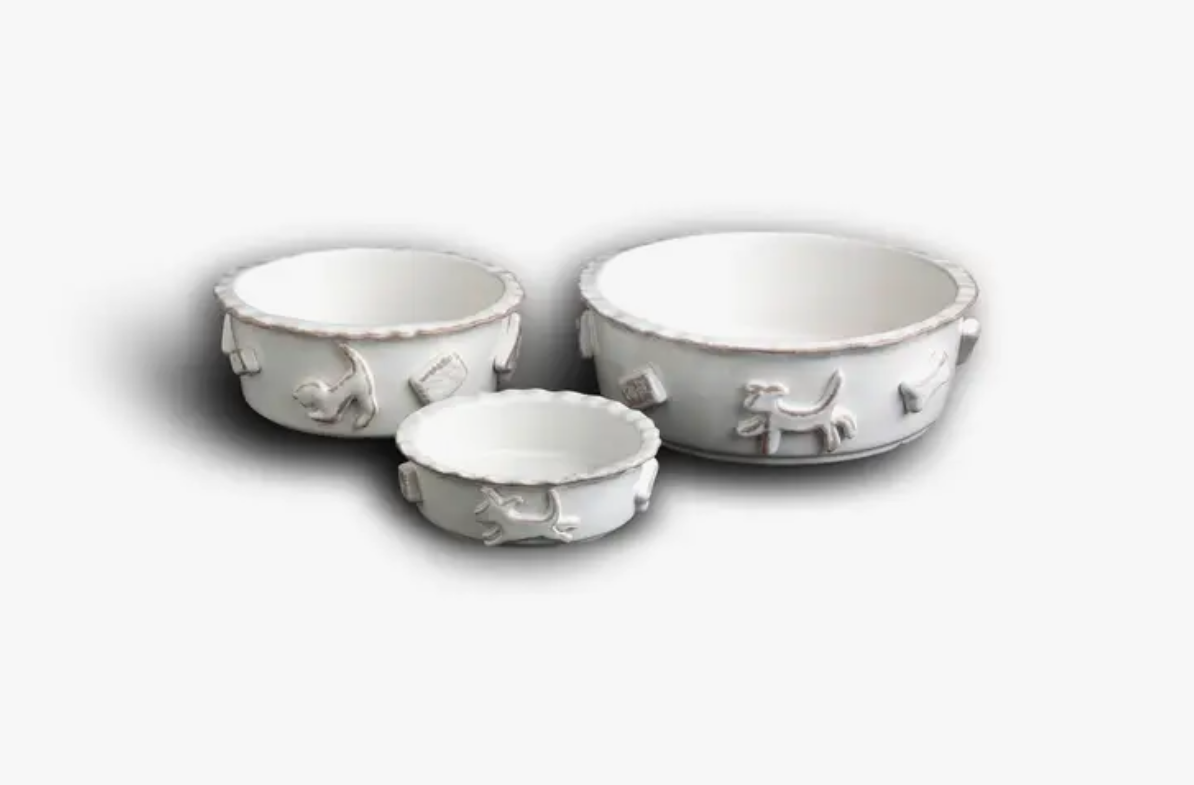 Carmel Ceramica Dog Food And Water Bowl - *French White* - 3 sizes