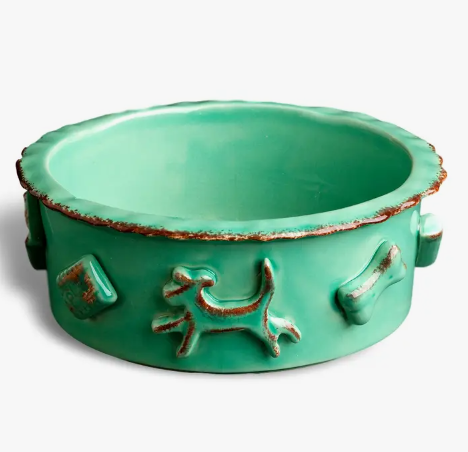 Carmel Ceramica Dog Food and Water Bowl - "Aqua/Green" - 3 sizes