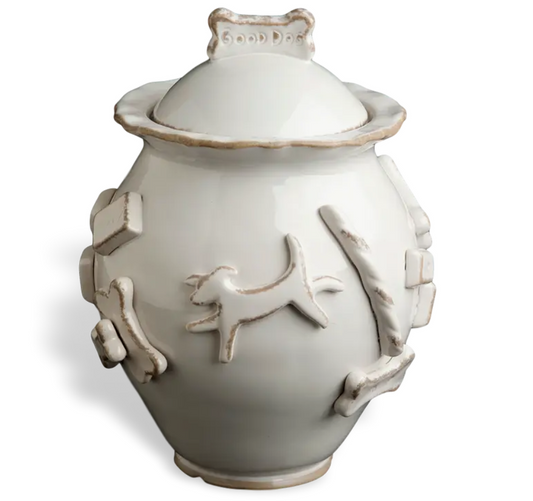 Carmel Ceramica Dog Treat Jar - "French White"