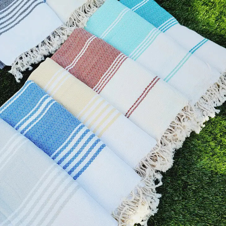 Turkish Towels 100% Cotton Diamond Pattern -Assorted Colors - Medium Weight