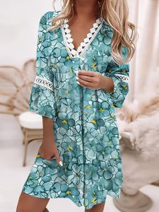 Boho Floral Print Half Sleeve Dress