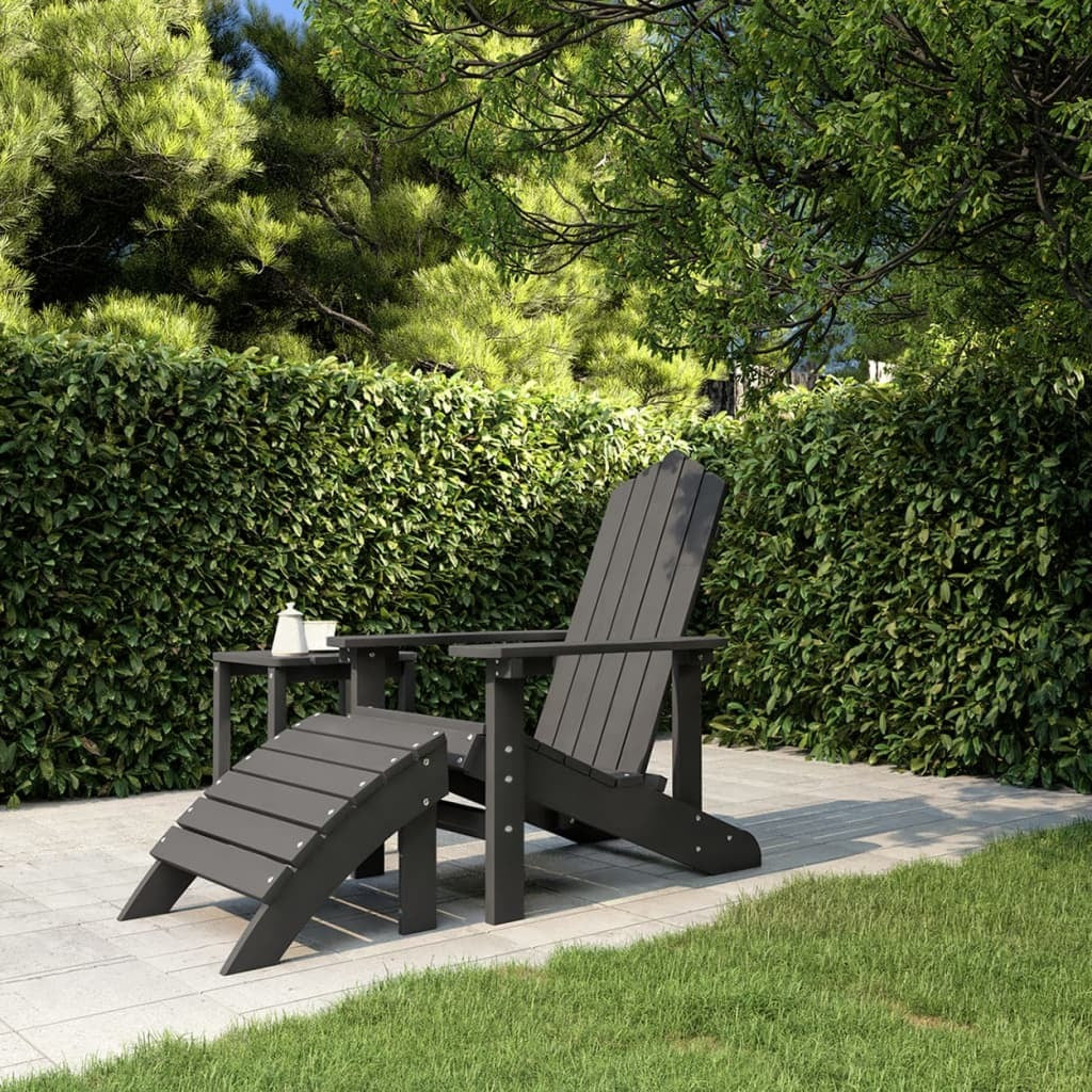 Patio Adirondack Chair with Footstool in Anthracite