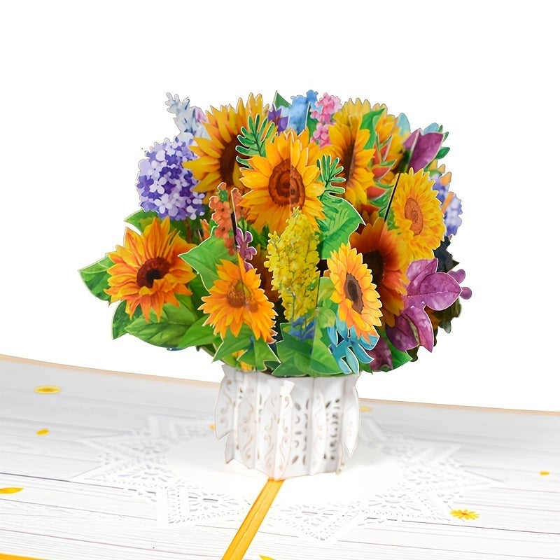 3D Pop Up Bouquet Flowers Card Greeting Card Handmade Gift For Mother's Day
