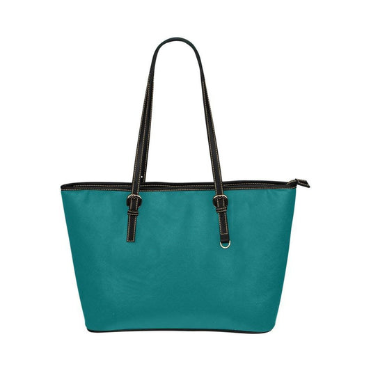 Dark Teal Green, Leather Tote Bag