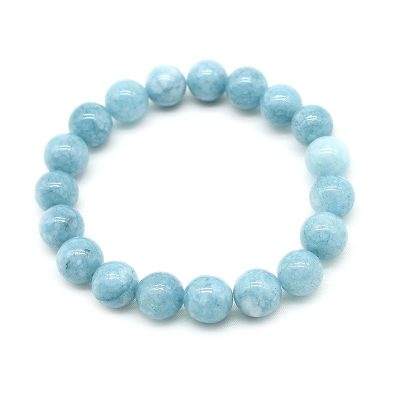 Natural Aquamarin Agat Stone Beads Bracelet Vintage Charm Round Chain Beads Jewelry For Women Friend Gift 4/6/8/10/12mm