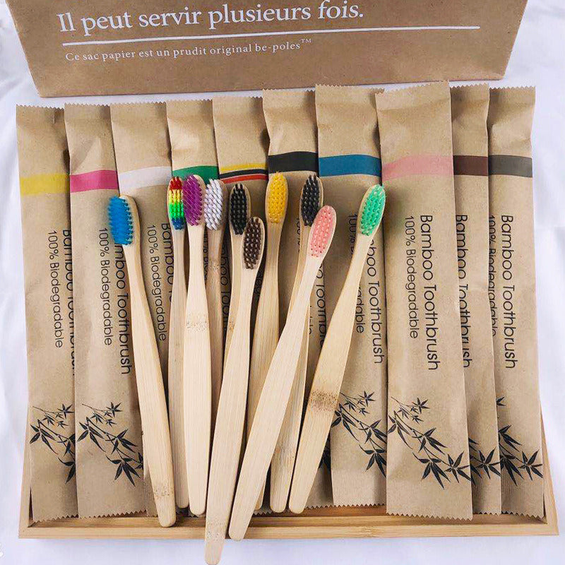 10 Pcs Pure Natural Bamboo Toothbrush Soft Bristle Toothbrush Eco-friendly Bamboo Toothbrush
