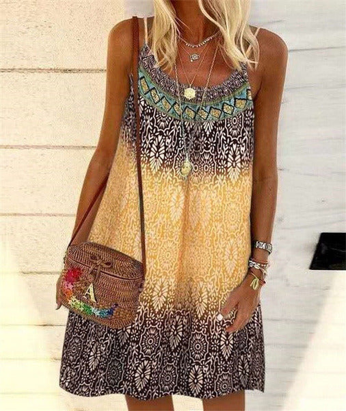 Lovely Print Halter Sun Dress