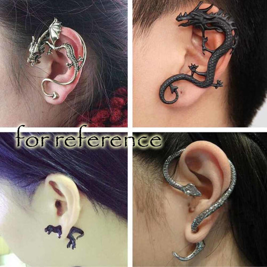 Vintage Silver Color Snake Stud Earrings Cuff Wrap Earrings Left Ear Scare Earring; 4 Pcs