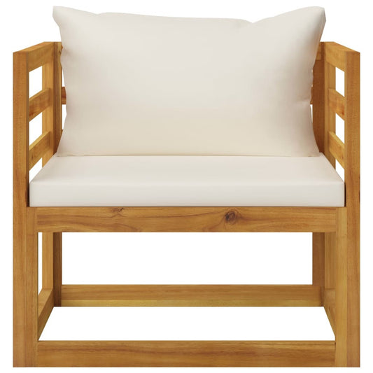 Garden Chair with Cream Cushions Solid Acacia Wood