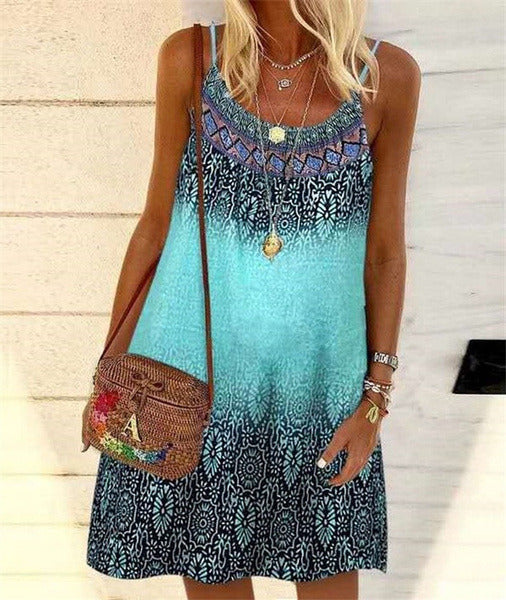 Lovely Print Halter Sun Dress