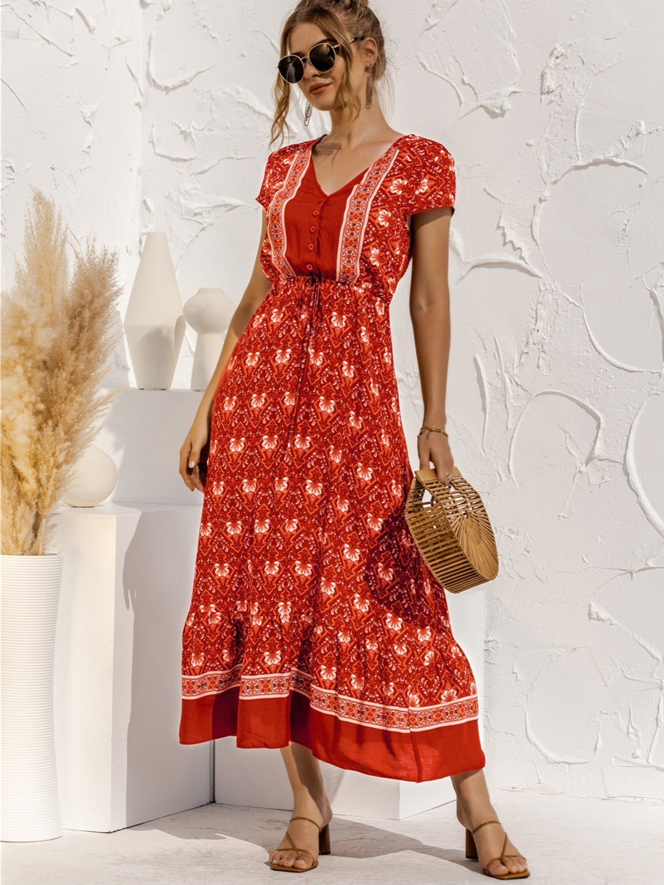 Italian Countryside Short Sleeve Summer Dress -Various Prints