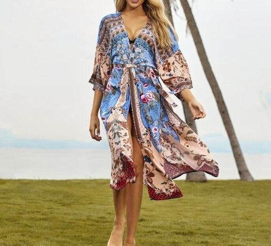 Beach Blouses Kimono Cardigan Long Bikini Cover Up