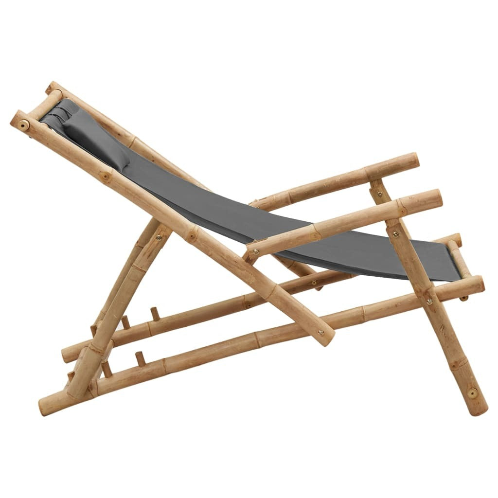 Deck Chair Bamboo & Canvas - Dark Gray