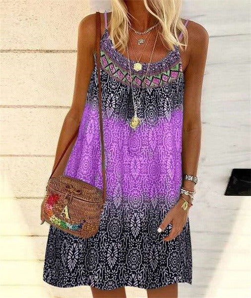 Lovely Print Halter Sun Dress