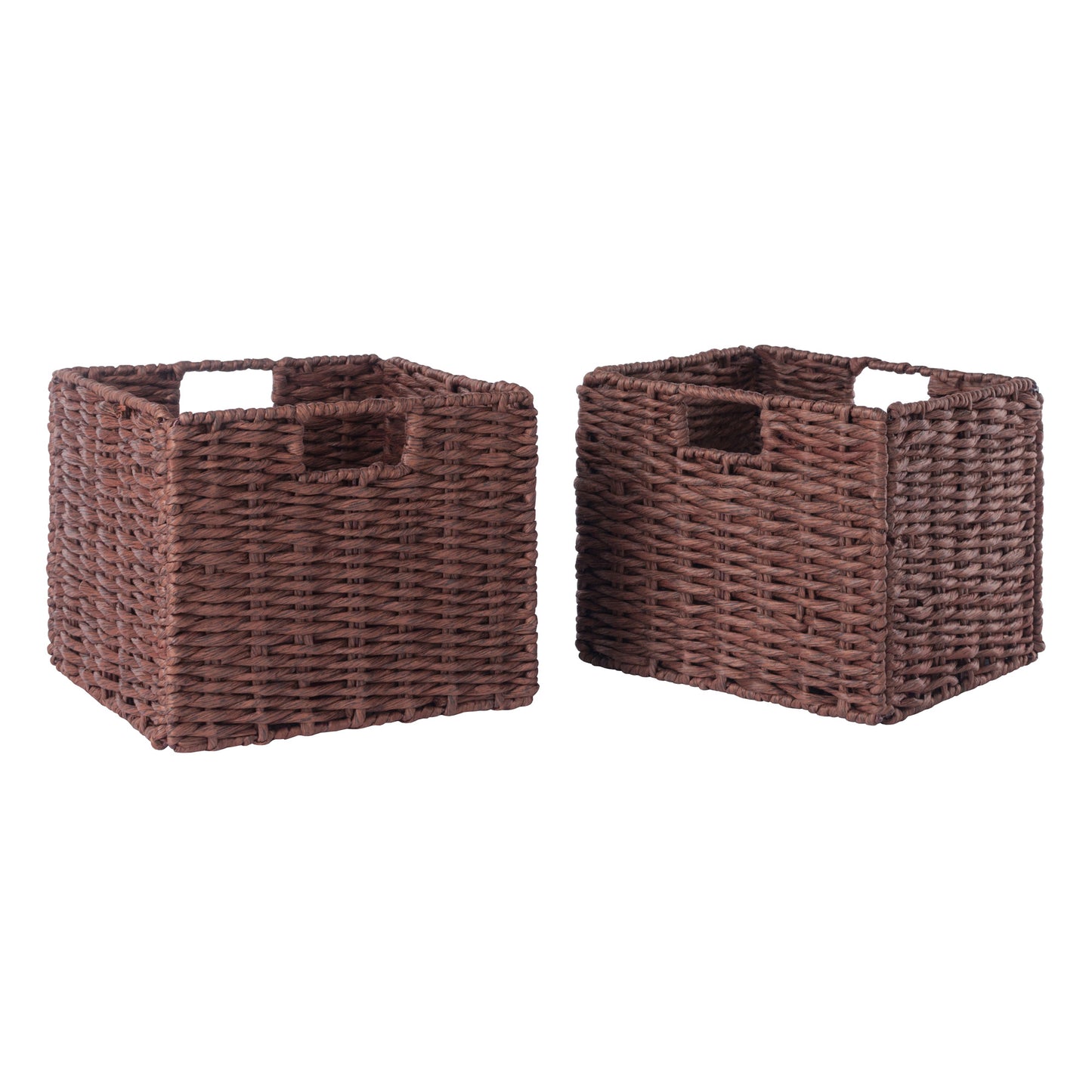 2-Pc Woven Rope Basket Set, Foldable, Walnut