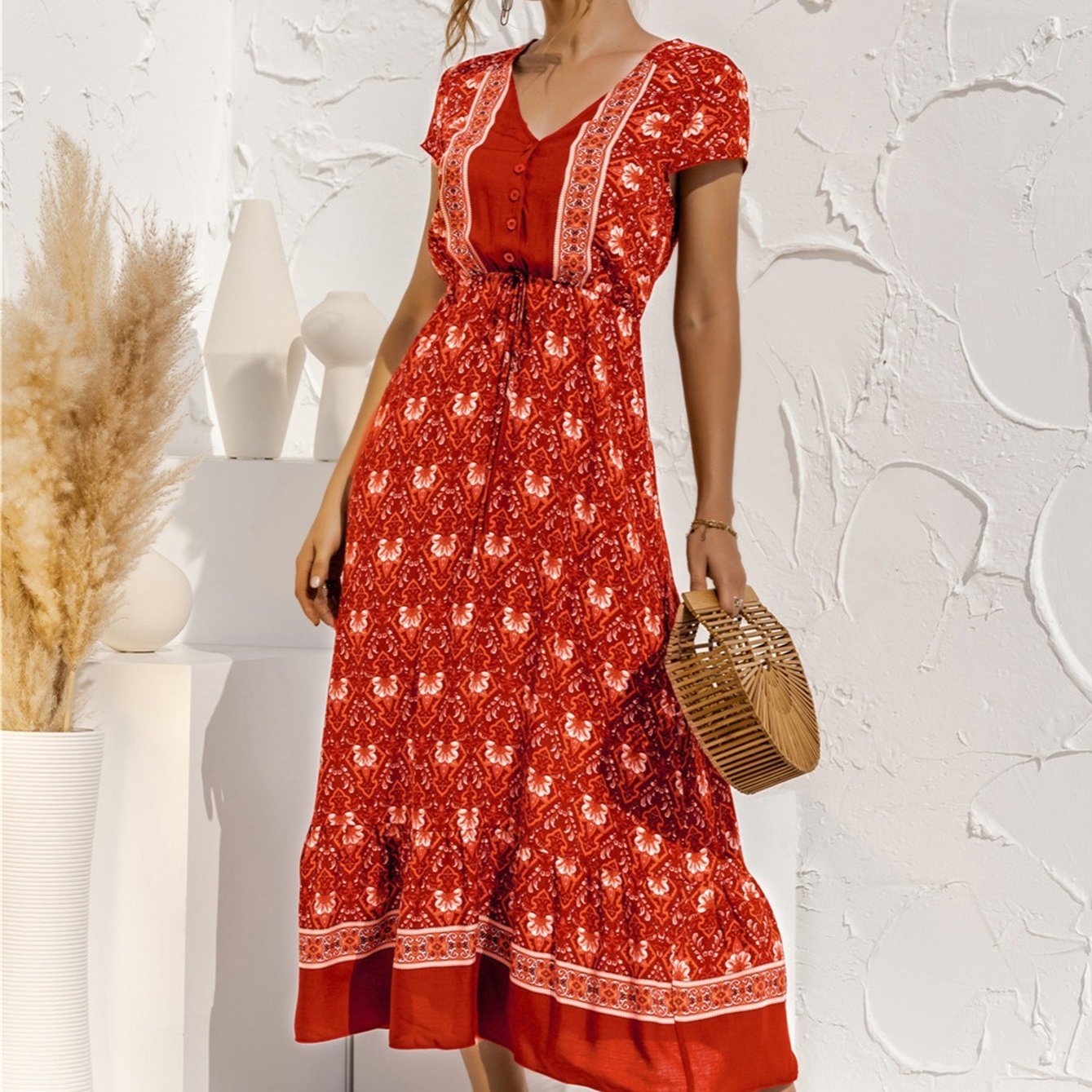 Italian Countryside Short Sleeve Summer Dress -Various Prints