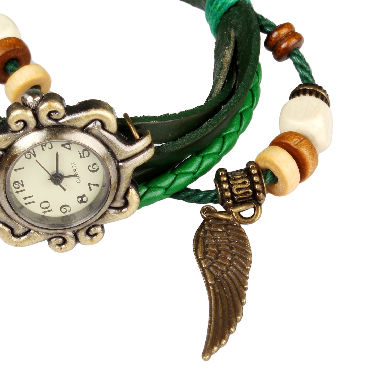 Beautiful Bohemian Style Retro Handmade Leather Angel Wing Women's Watches