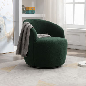 fabric swivel accent armchair barrel chair with black powder coating metal ring