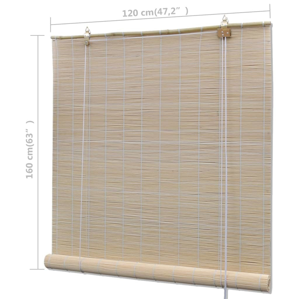 vidaXL Natural Bamboo Roller Blinds 47.2" x 63"