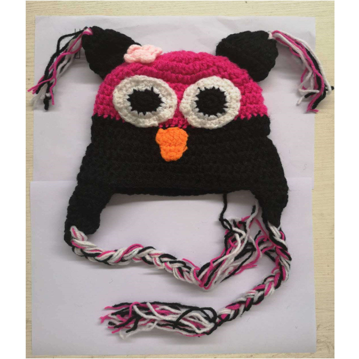 Hand Knit Baby Owl Wool Hat - Newborn