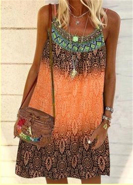 Lovely Print Halter Sun Dress