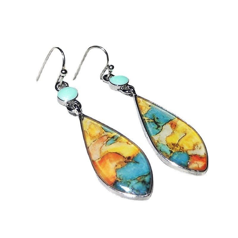 .925 Sterling Silver Fashion Earring Natural Turquoise