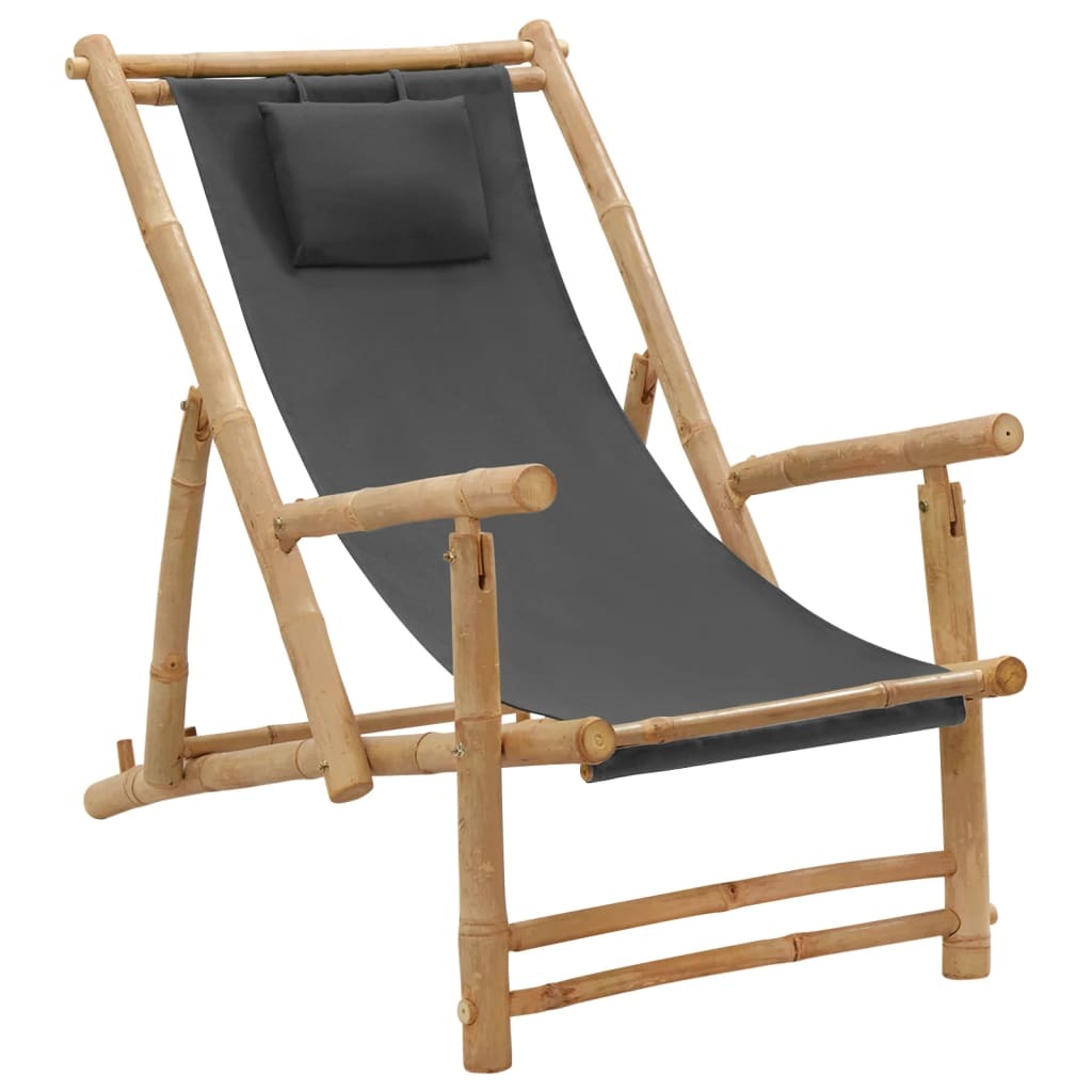 Deck Chair Bamboo & Canvas - Dark Gray