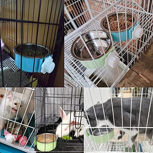 Crate Dog Bowl; Removable Stainless Steel Hanging Pet Cage Bowl Food & Water Feeder Coop Cup for Cat; Puppy; Birds; Rats; Guinea Pigs