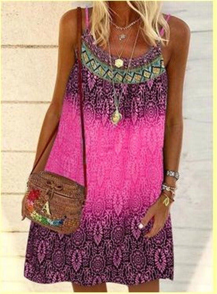 Lovely Print Halter Sun Dress