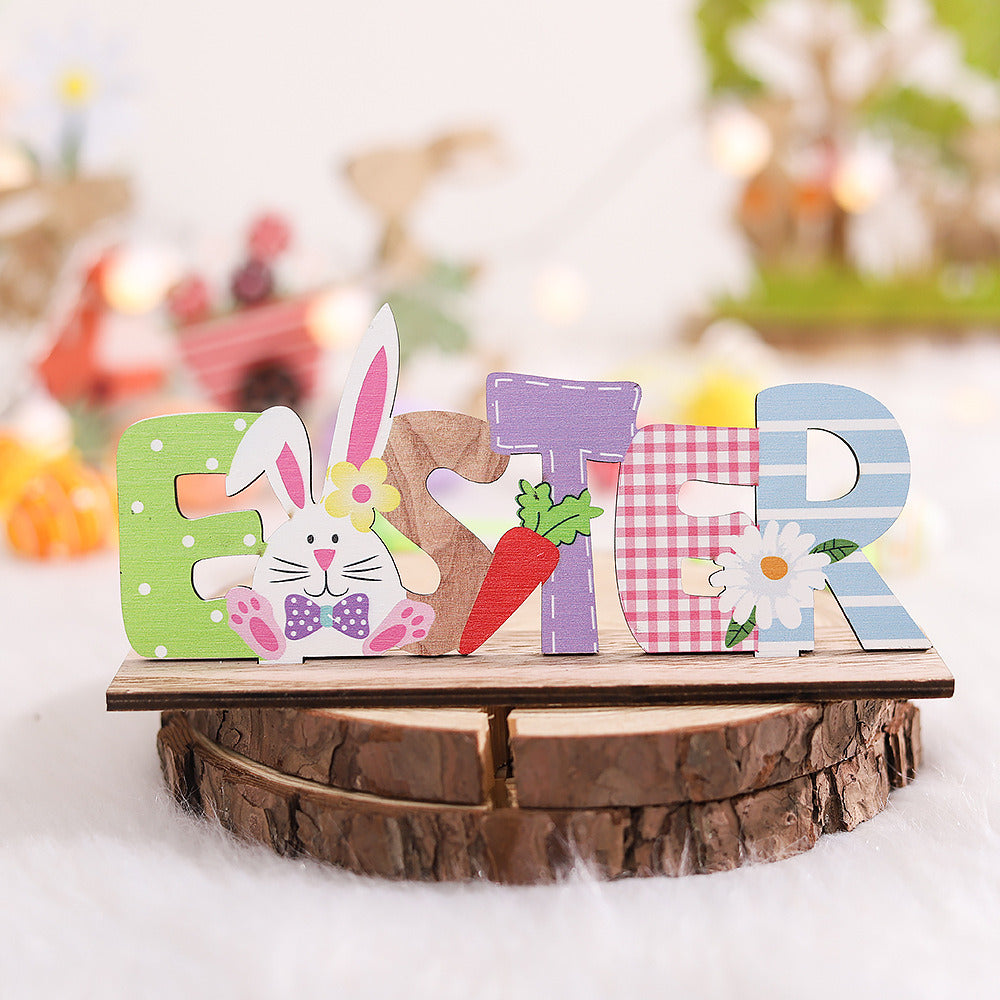 Easter Bunny Gnome & Letter Design Tabletop Wooden Signs