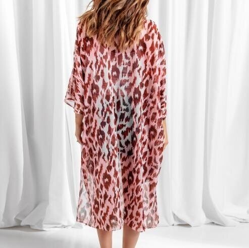 Leopard Print Kimono Blouse Cover Up