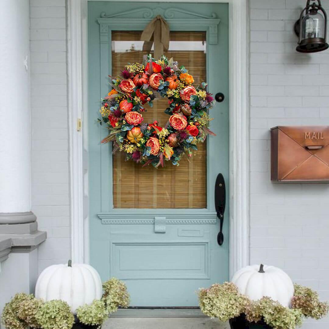 Peony and Pumpkin Wreath