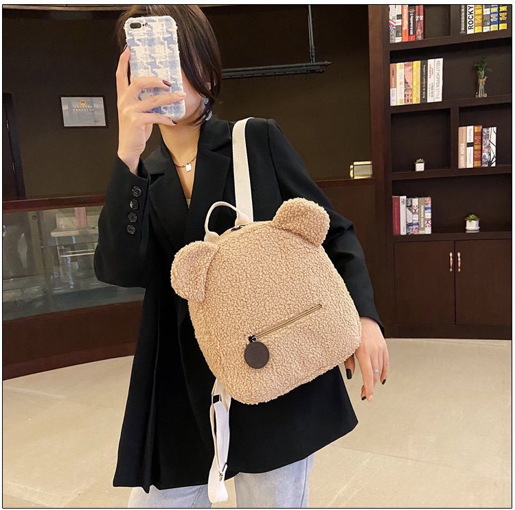 Personalised Bear Backpacks Custom Name Portable Children Travel Shopping Rucksacks Women's Cute Bear Shaped Shoulder Backpack