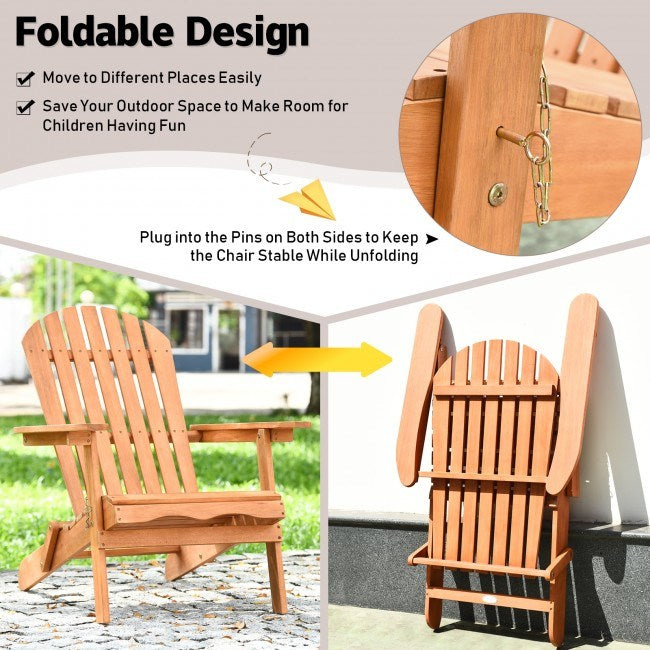 Eucalyptus Chair Foldable Outdoor Wood Lounger Chair