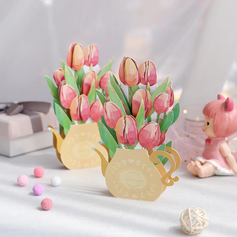 3D Tulip Flower Greeting Card