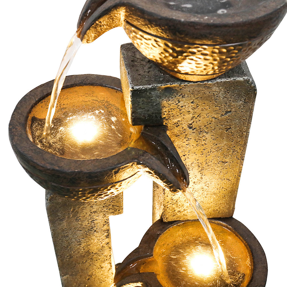 Outdoor Water Fountain Pots with Warm LED lights