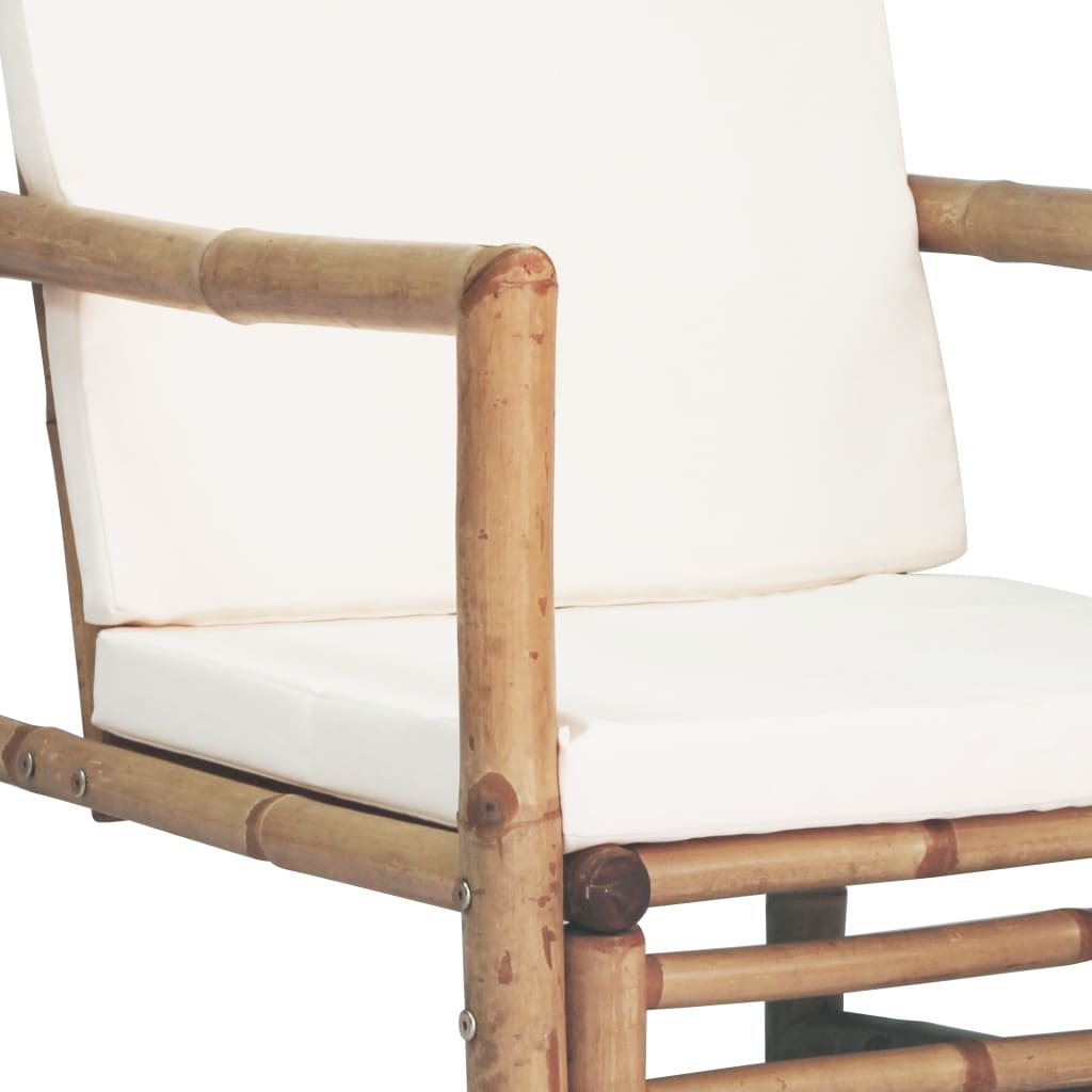 Garden Bamboo Chairs with Cushions -Set of 2