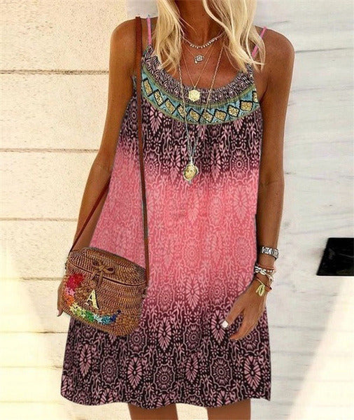 Lovely Print Halter Sun Dress