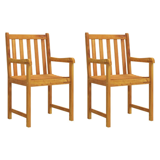 Solid Acacia Wood Patio Chairs - Set of 2