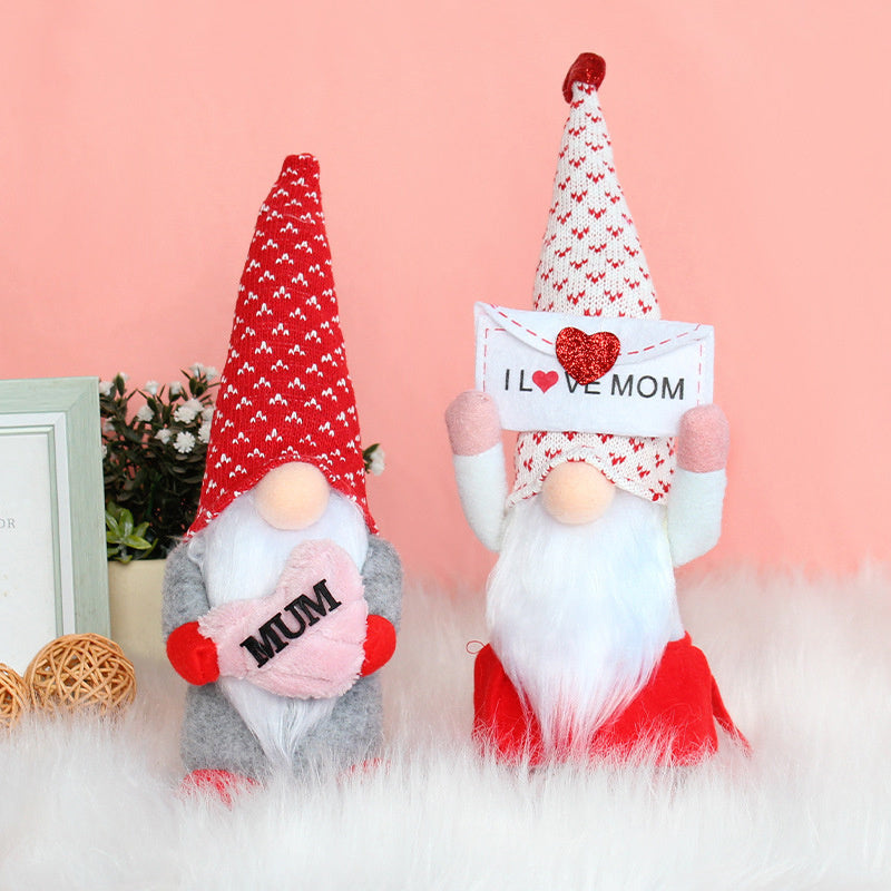 I Love Mom Gnomes Faceless Plush Doll;   Mother's Day Gift Doll