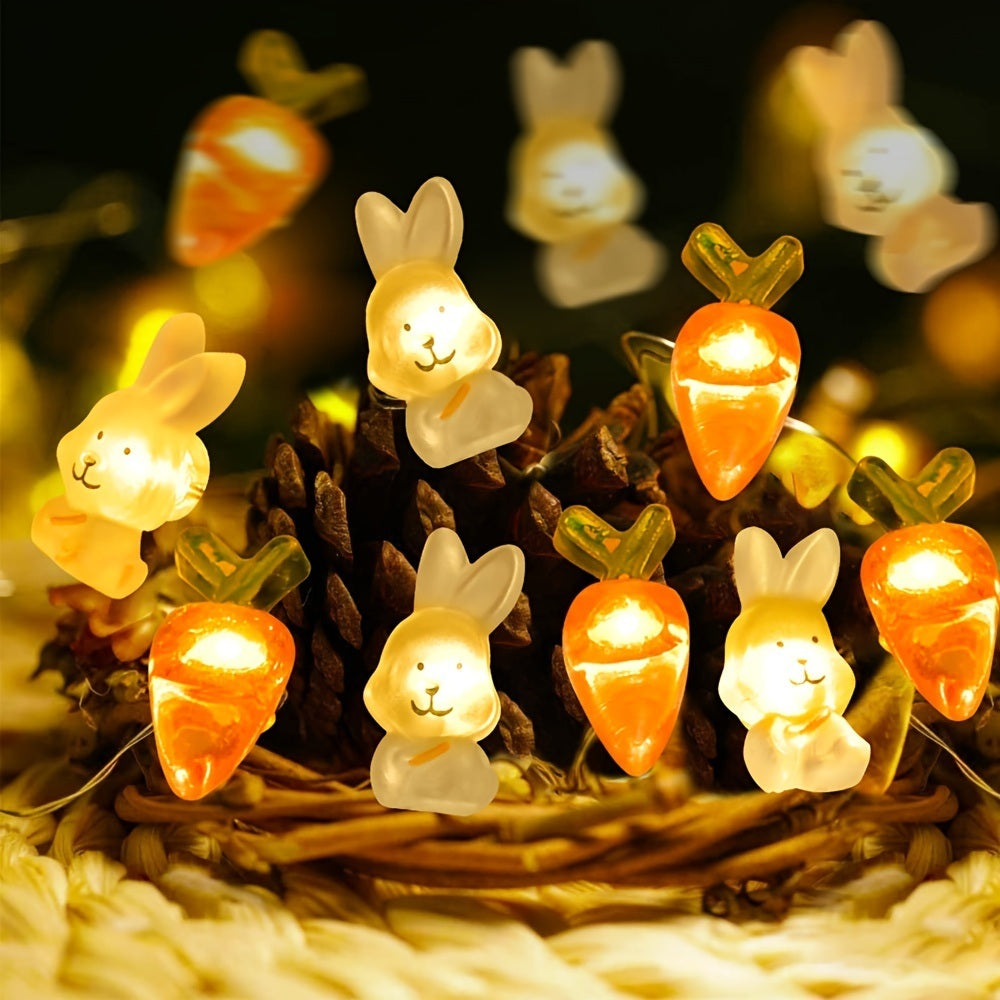 Easter Bunny & Carrot String Light Set