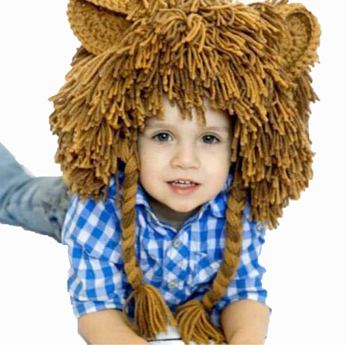 Children's Knitted Hat Hand-Made Wig Lion Wool Hat
