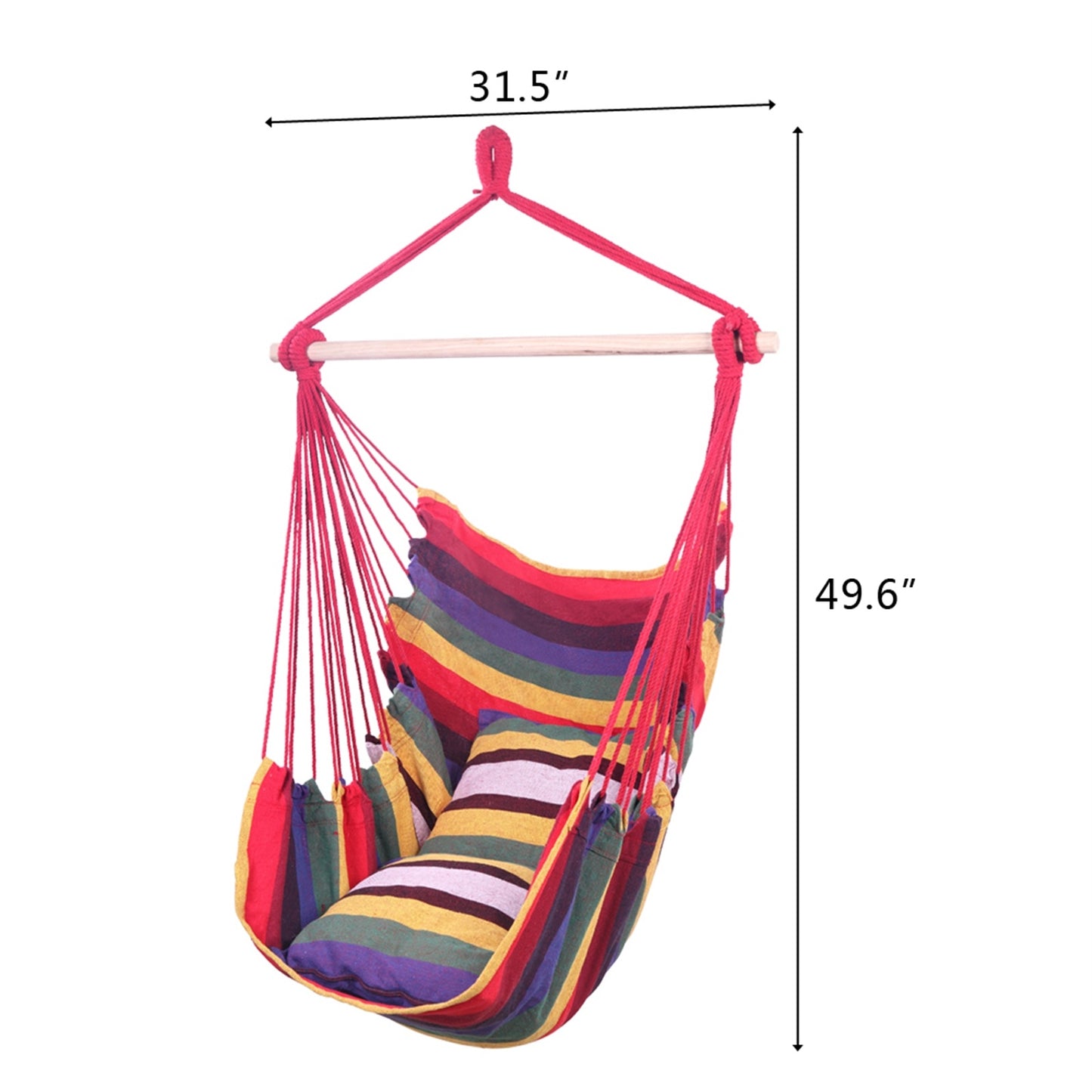 Distinctive Cotton Canvas Hanging Rope Chair with Pillows - 2 Color Combos