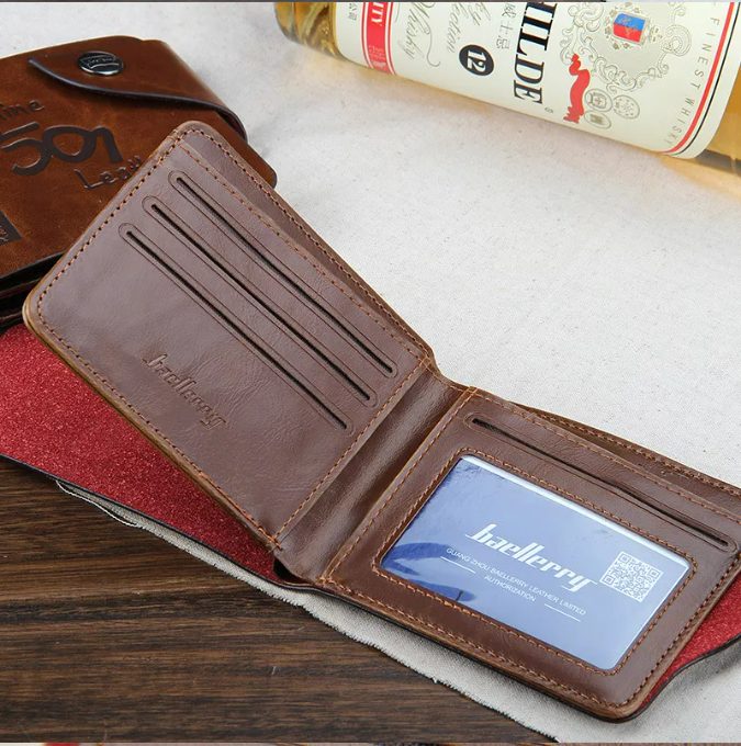 Men's Classic Short Crazy Horse Stuff Leather Wallet for men