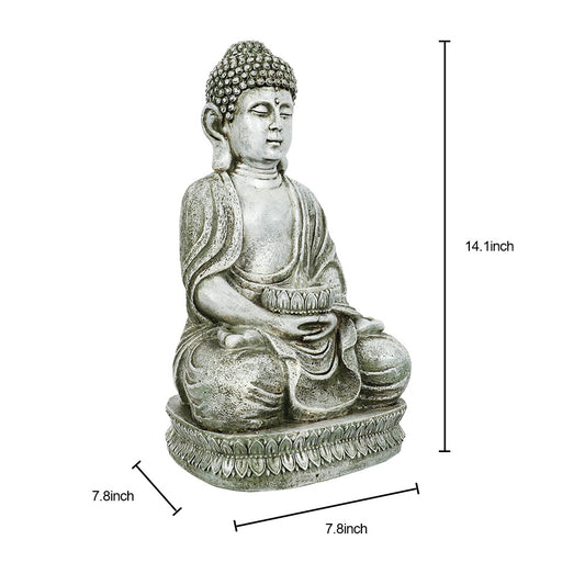 Meditating Sitting Buddha with Solar Light Outdoor Statue