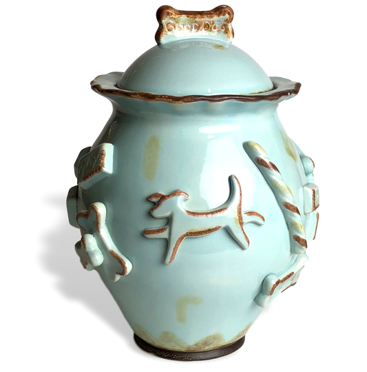 Carmel Ceramica Dog Treat Jar - *Baby Blue*